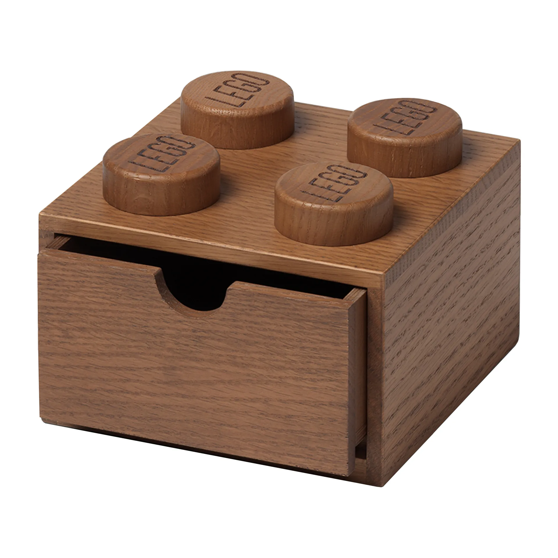 LEGO wooden desk drawer 4, Dark stained oak Lego