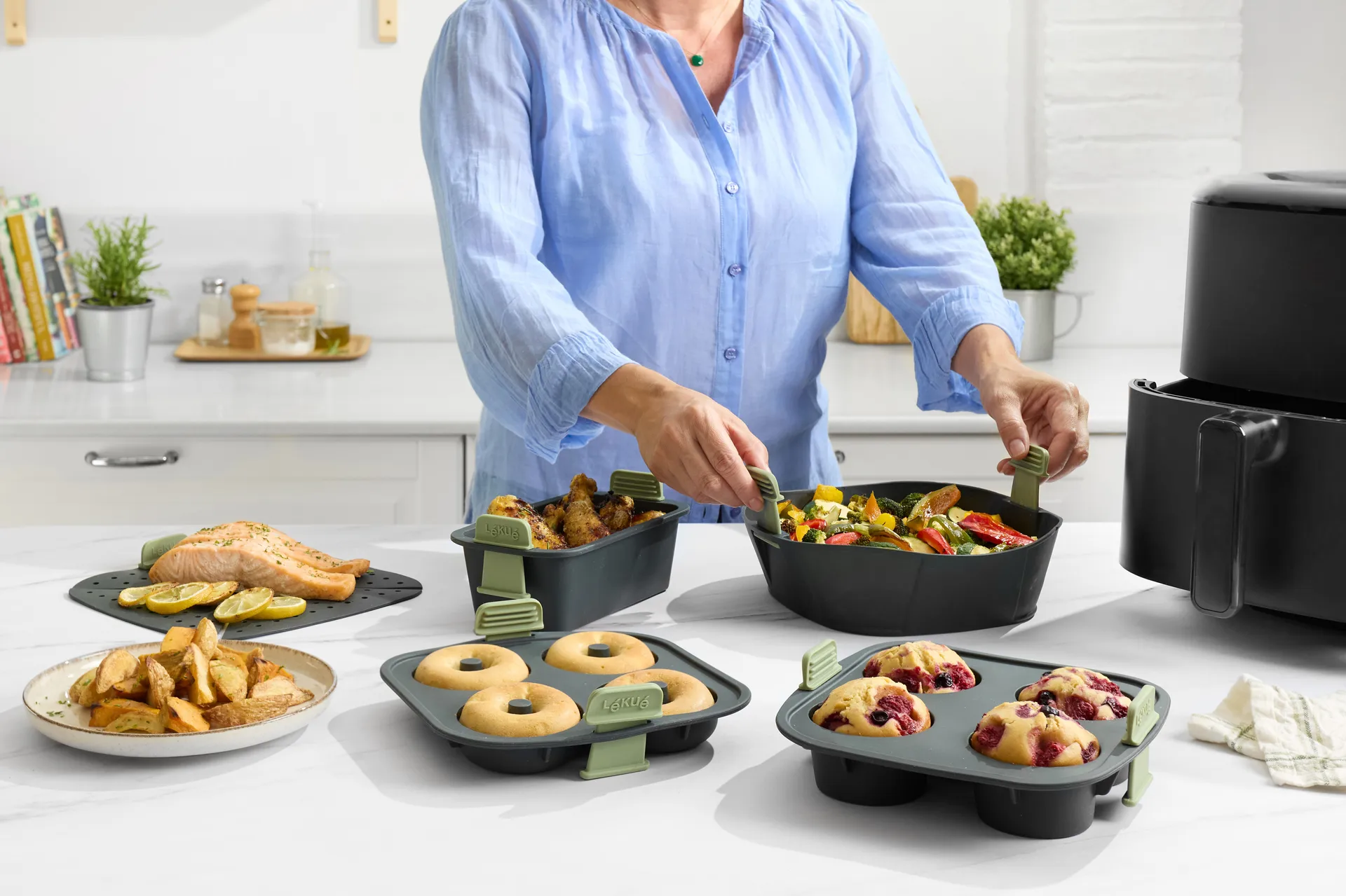 Lékué Air fryer rectangular basket, Grey Lékué