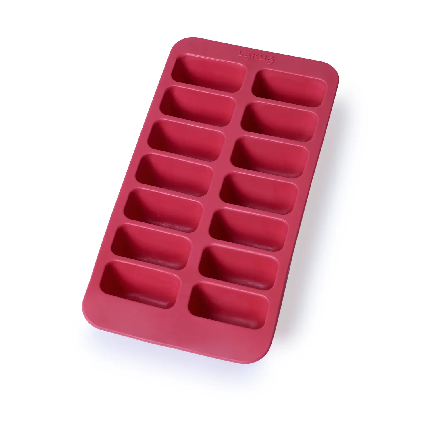 Lékué rectangular ice cube tray with lid, Red Lékué