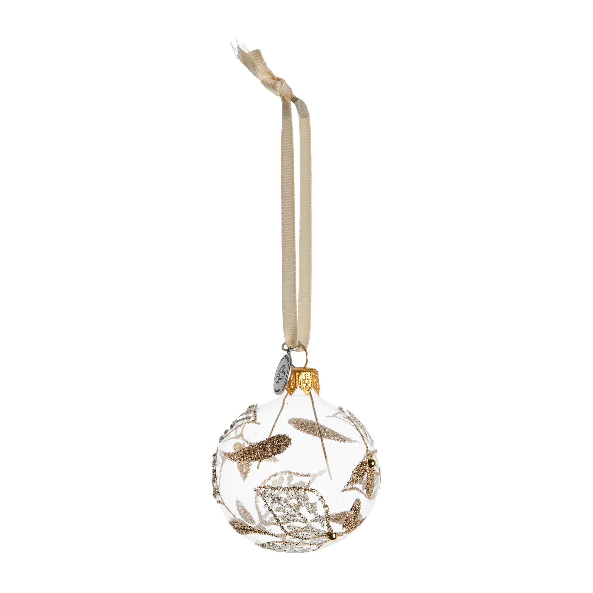 Cadelia bauble leaves Ø6 cm, clear-light gold Lene Bjerre