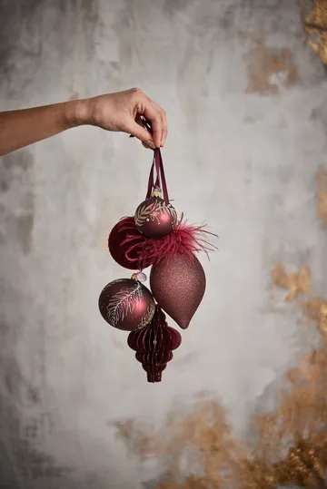 Cadelia bauble with leaf Ø6 cm - pomegranate-light gold - Lene Bjerre