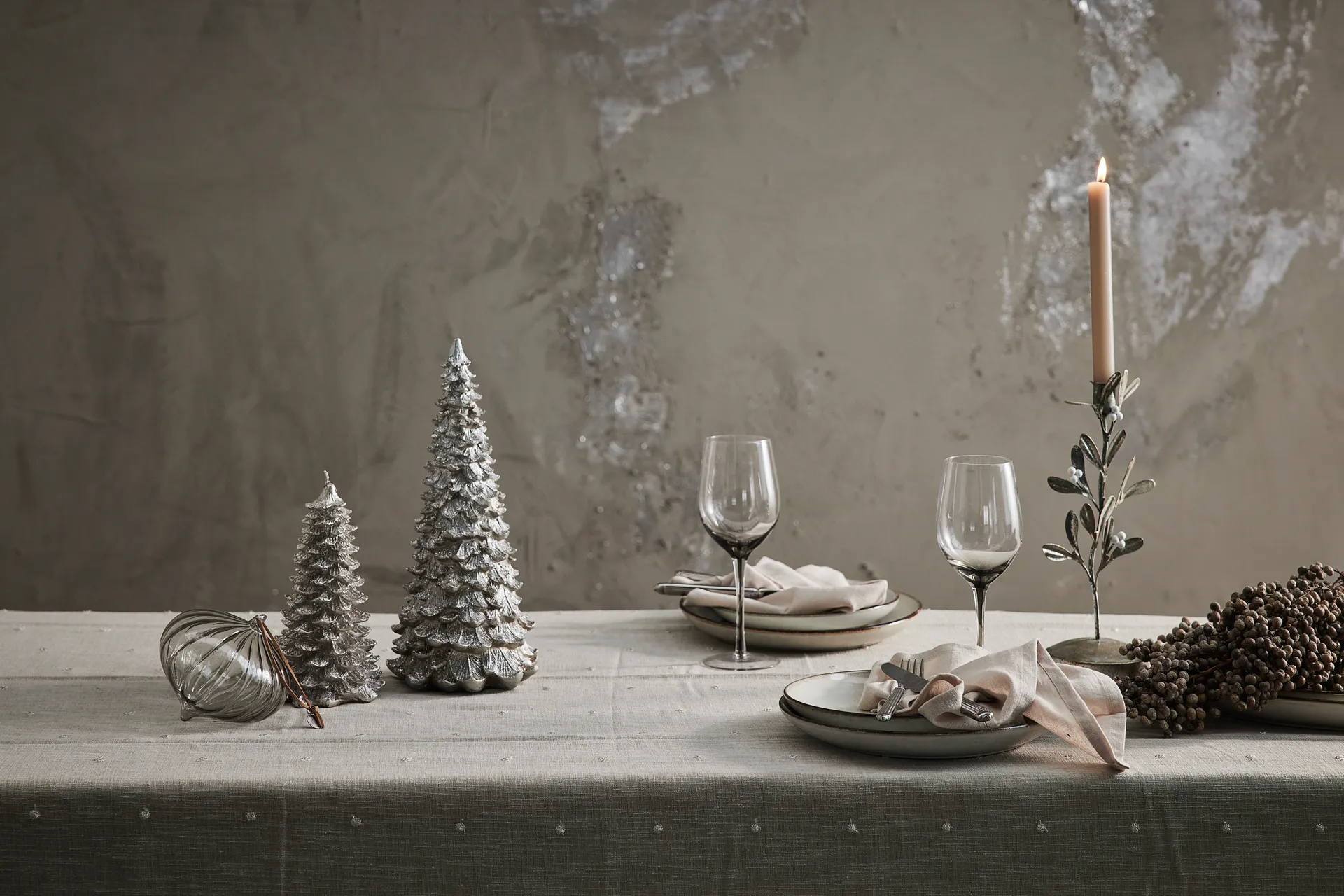 Missia candle sticks 30 cm, silver Lene Bjerre