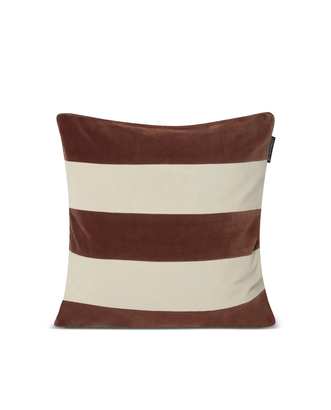 Block pillowcase 50x50 cm cotton velvet, Brown-striped Lexington