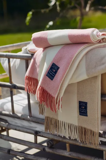 Block Striped Recycled Wool throw 130x170 cm - Oat-White - Lexington