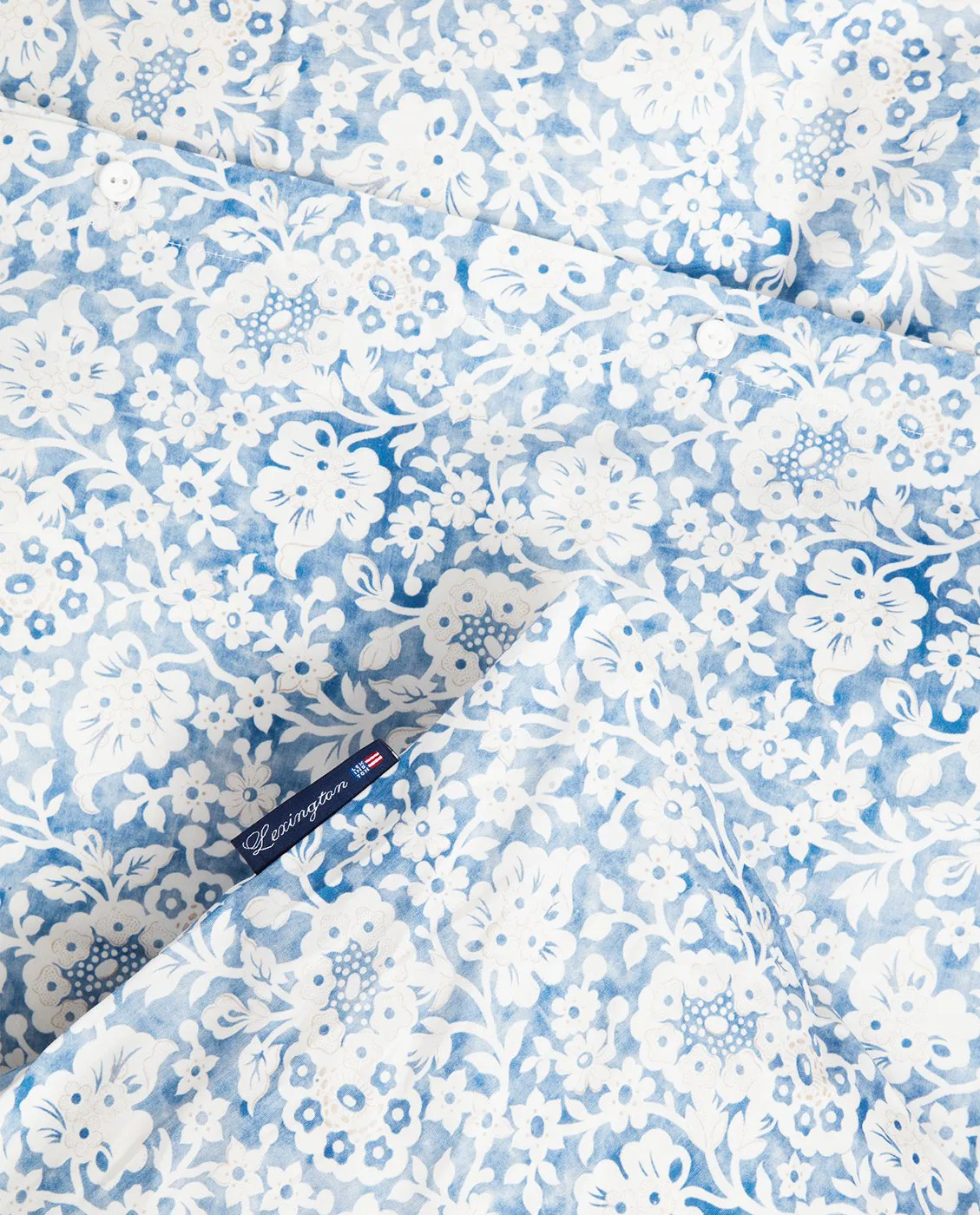 Blue Floral Printed Cotton Sateen bed set, 50x60 cm, 150x210 cm Lexington