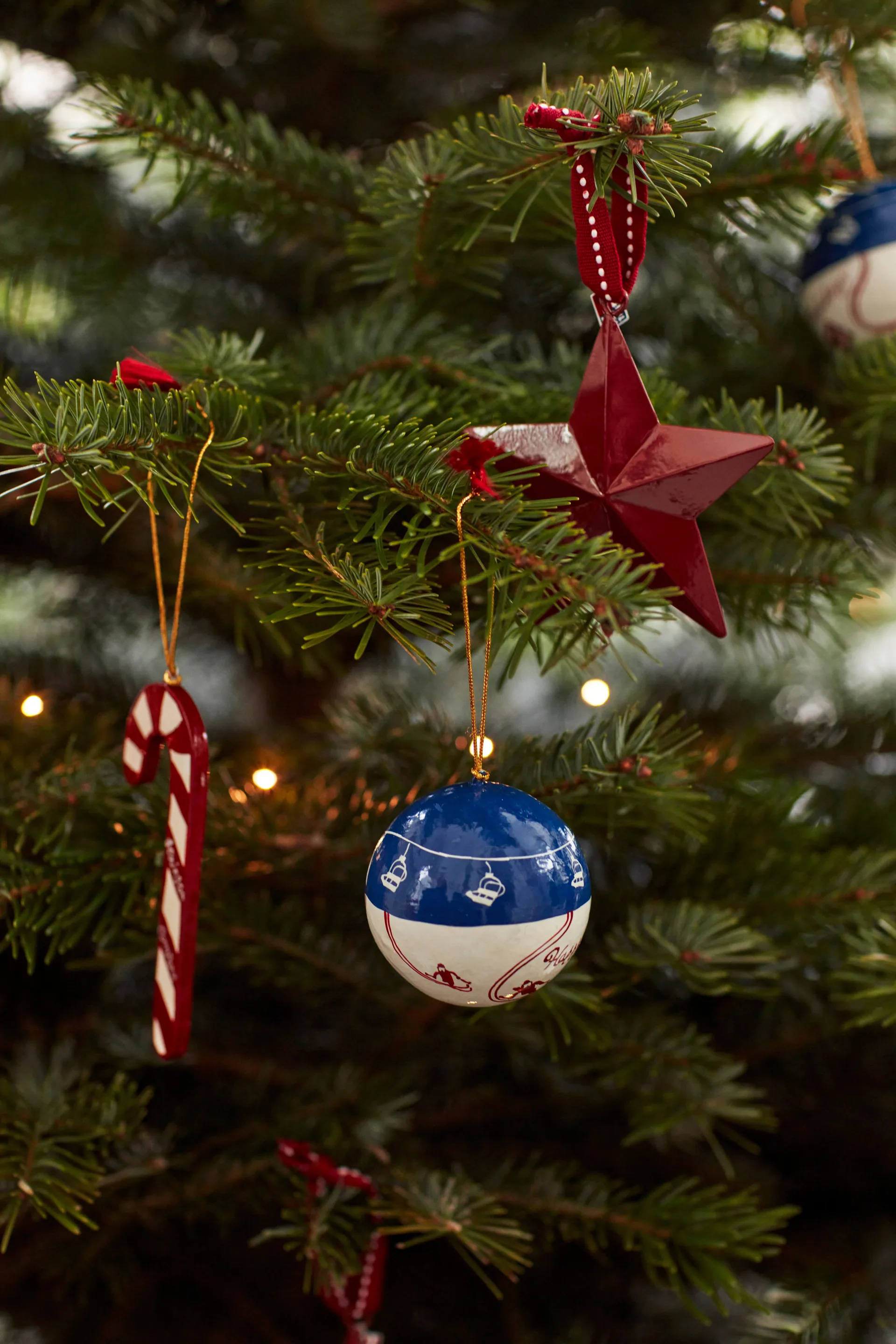 Candy Cane Papier Maché Christmas tree bauble, 12 cm Lexington