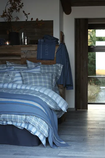 Checked Cotton Flannel duvet cover 150x210 cm - Grey-blue - Lexington