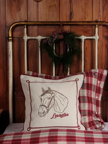 Checked cotton flannel pillowcase 50x60 cm. - Red-beige-green-white - Lexington