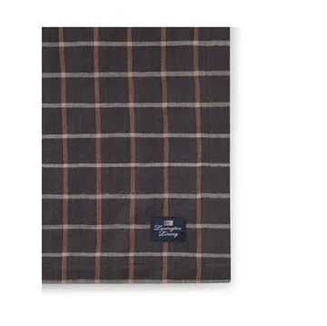Checked Cotton Linen tablecloth 150x250 cm - Dark grey-beige - Lexington