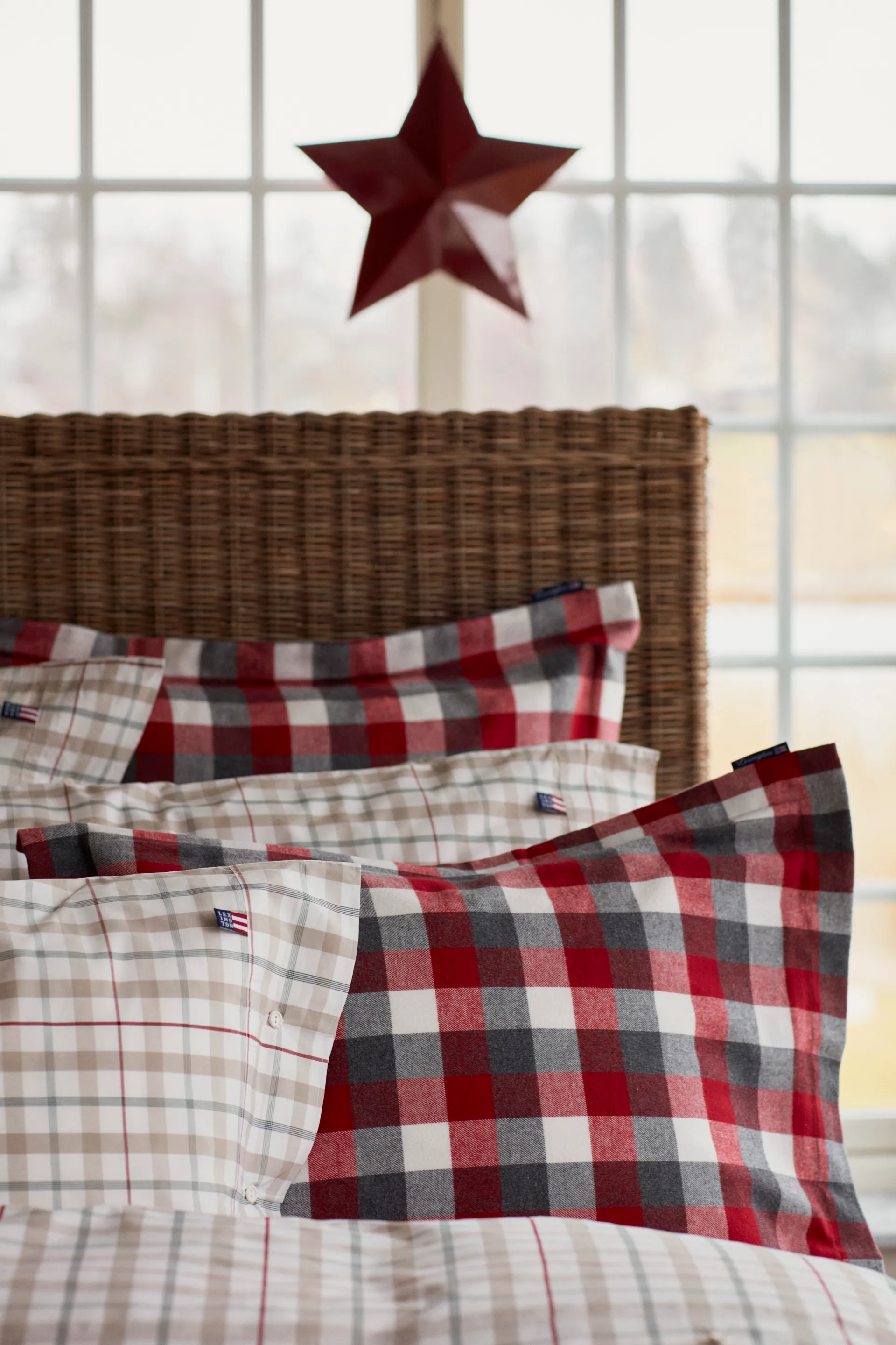 Checked Flannel pillowcase 50x60 cm, Red-dark grey Lexington
