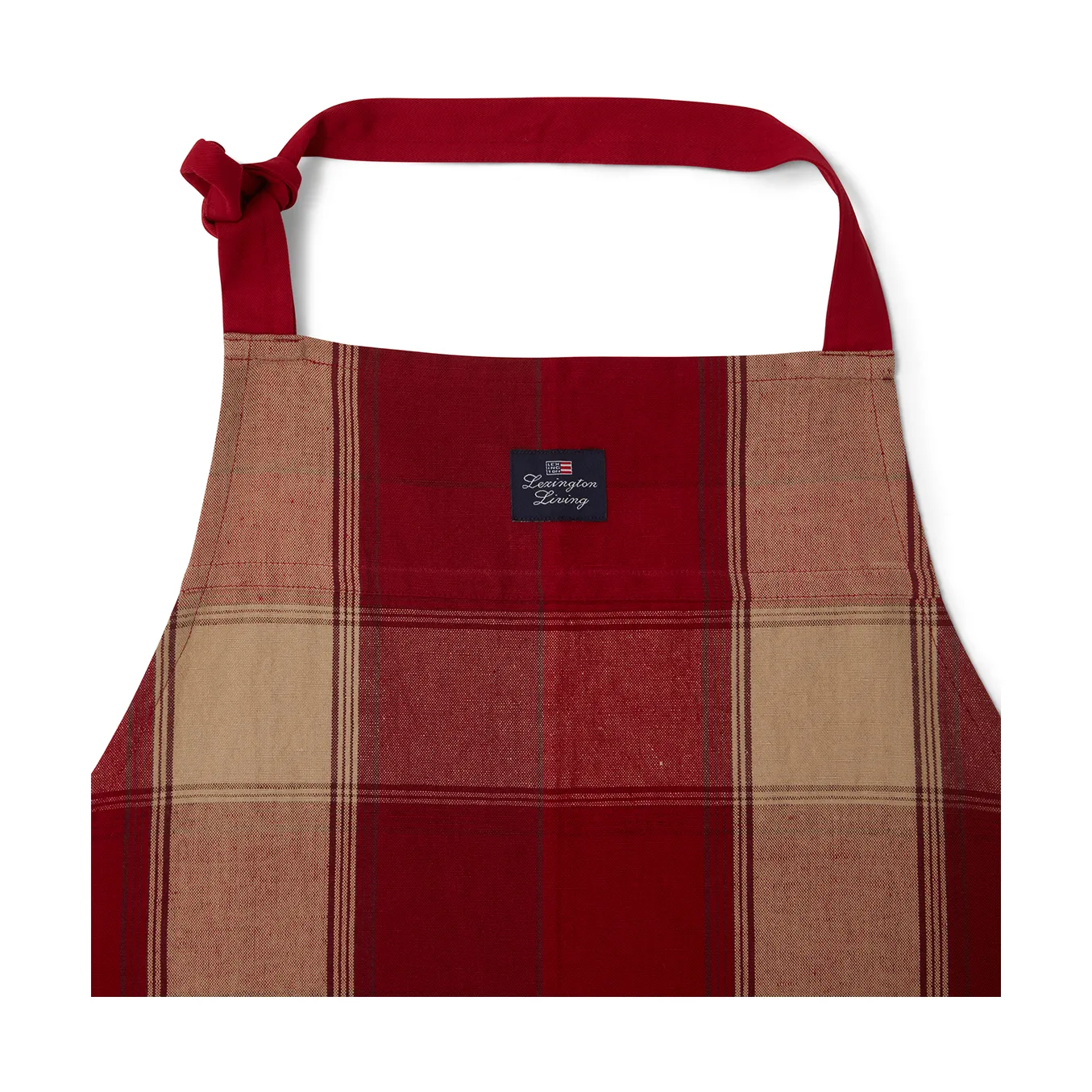 Checked linen-cotton apron 80x105 cm, Red-beige Lexington