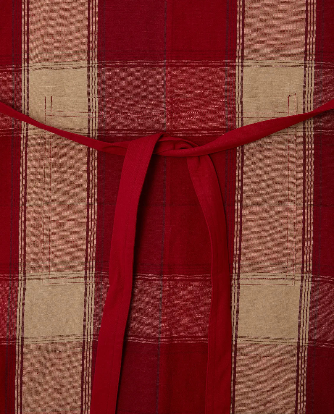 Checked linen-cotton apron 80x105 cm, Red-beige Lexington