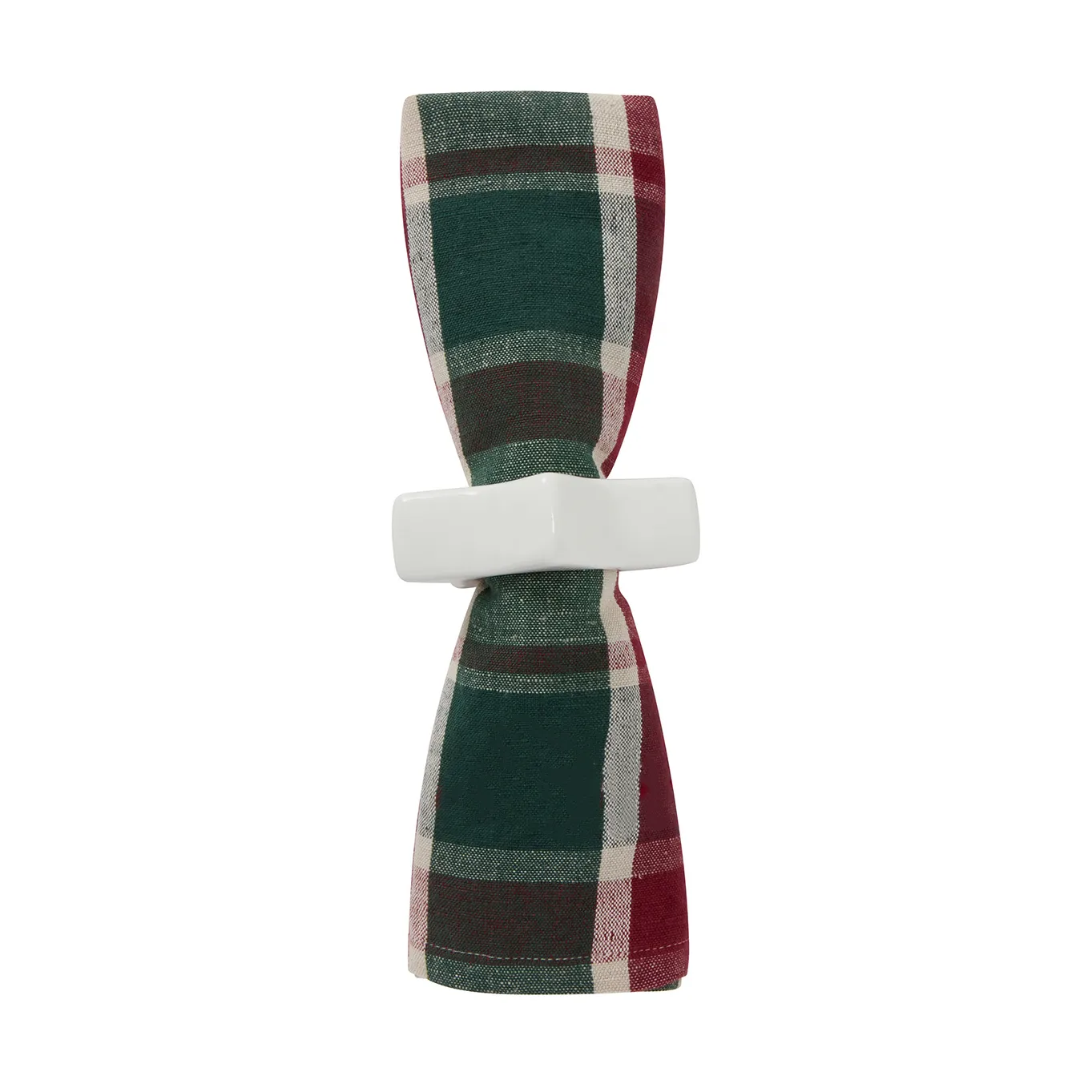 Checked linen/cotton napkin 50x50 cm, Green-red-beige Lexington
