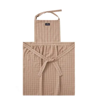 Checked Organic Cotton Oxford apron - Beige-red - Lexington