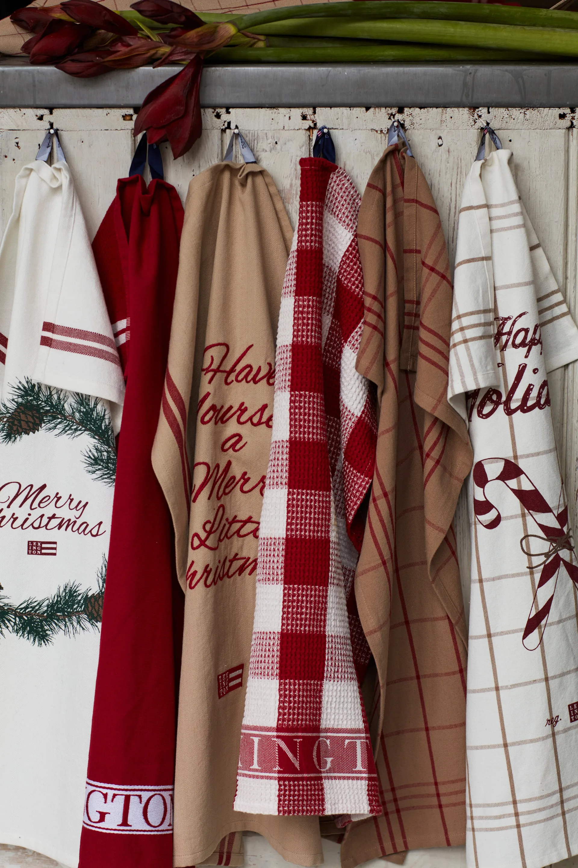 Checked Organic Cotton Oxford kitchen towel 50x70 cm, Beige-red Lexington