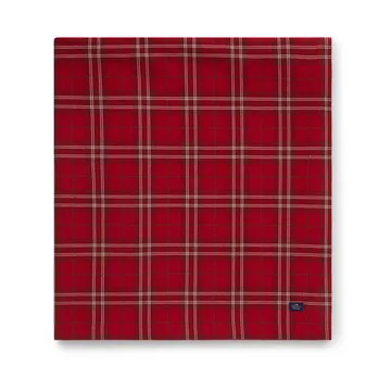 Checked Organic Cotton Oxford tablecloth 150x350 cm - Red-beige-green - Lexington