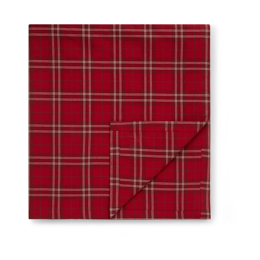 Checked Organic Cotton Oxford tablecloth 150x350 cm, Red-beige-green Lexington