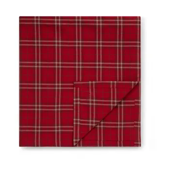 Checked Organic Cotton Oxford tablecloth 150x350 cm - Red-beige-green - Lexington