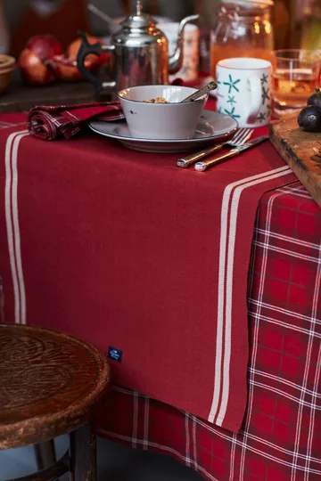 Checked Organic Cotton Oxford tablecloth 150x350 cm - Red-beige-green - Lexington