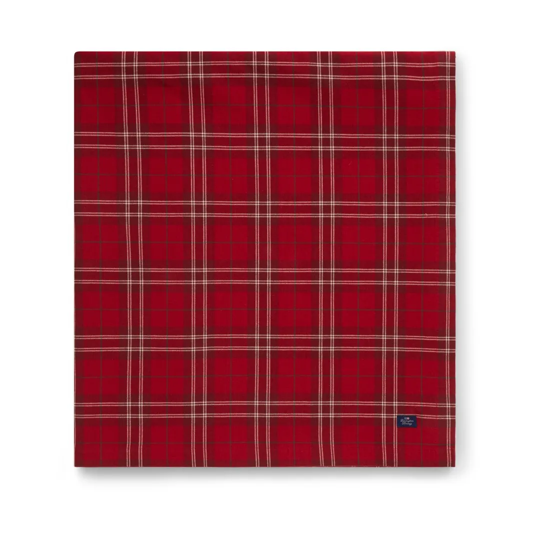 Checked Organic Cotton Oxford tablecloth 180x180 cm, Red-beige-green Lexington