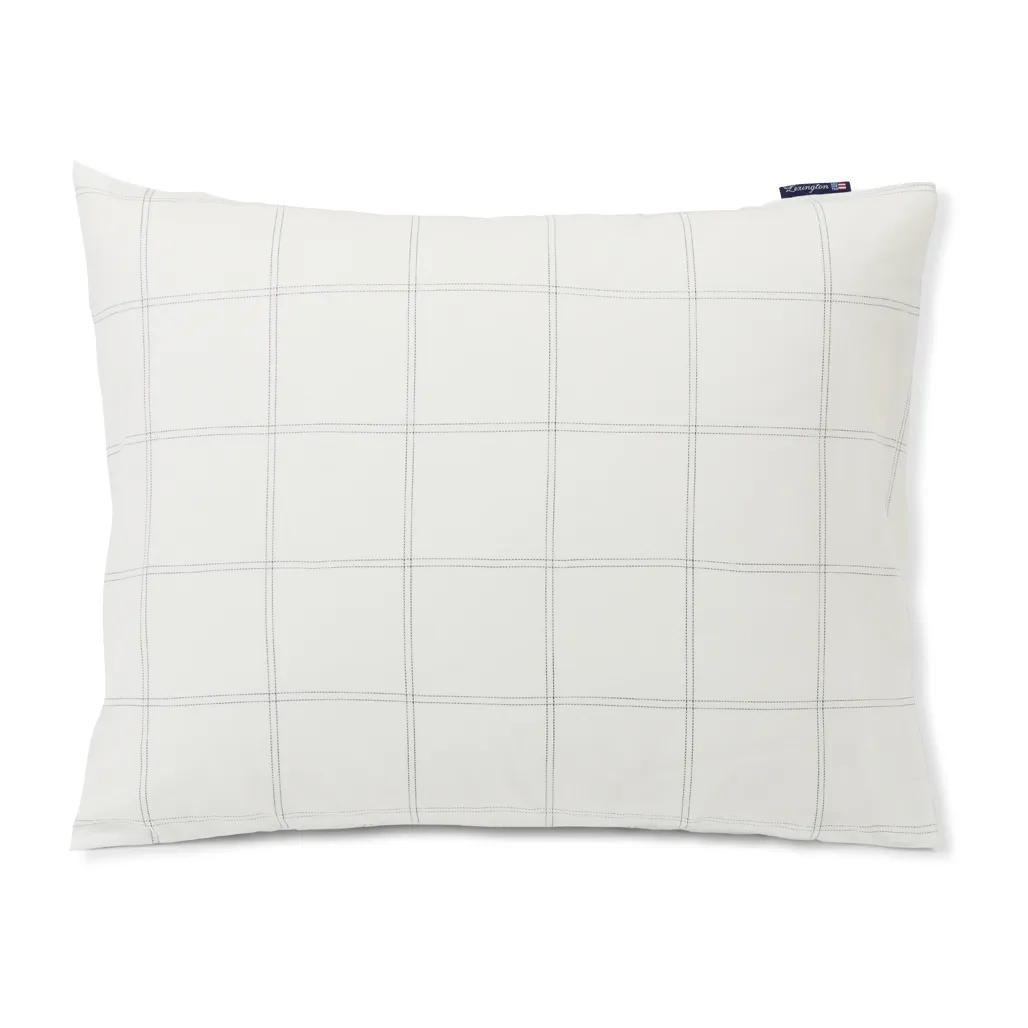 Checked pillowcase cotton-lyocell 50x90 cm, Off white-dark blue Lexington