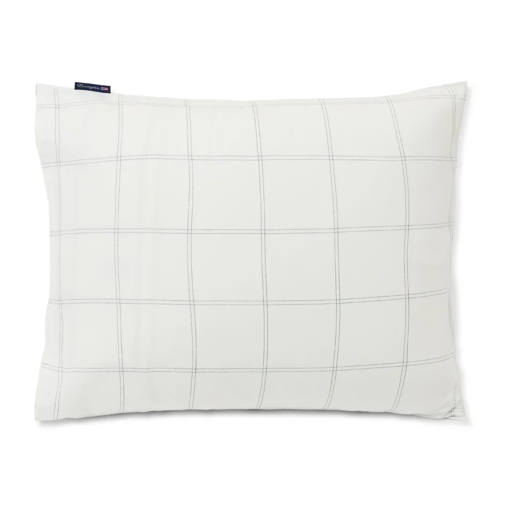 Checked pillowcase cotton-lyocell 50x90 cm, Off white-dark blue Lexington