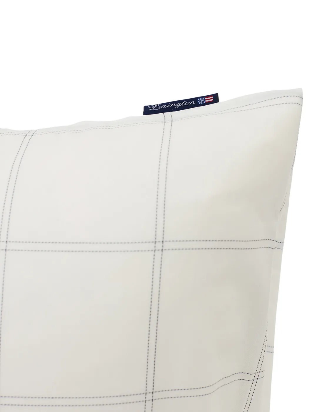 Checked pillowcase cotton-lyocell 50x90 cm, Off white-dark blue Lexington