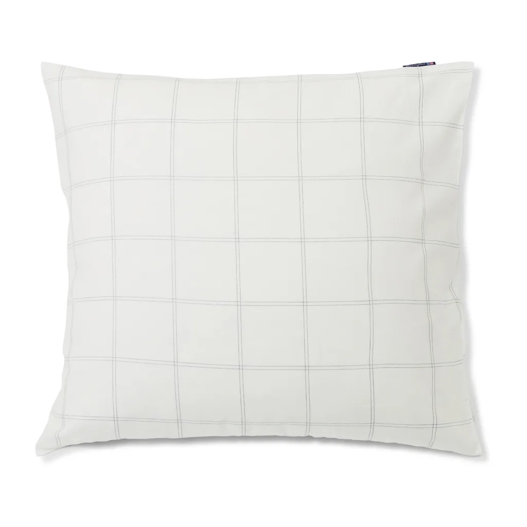 Checked pillowcase cotton-lyocell 65x65 cm, Off white-dark blue Lexington