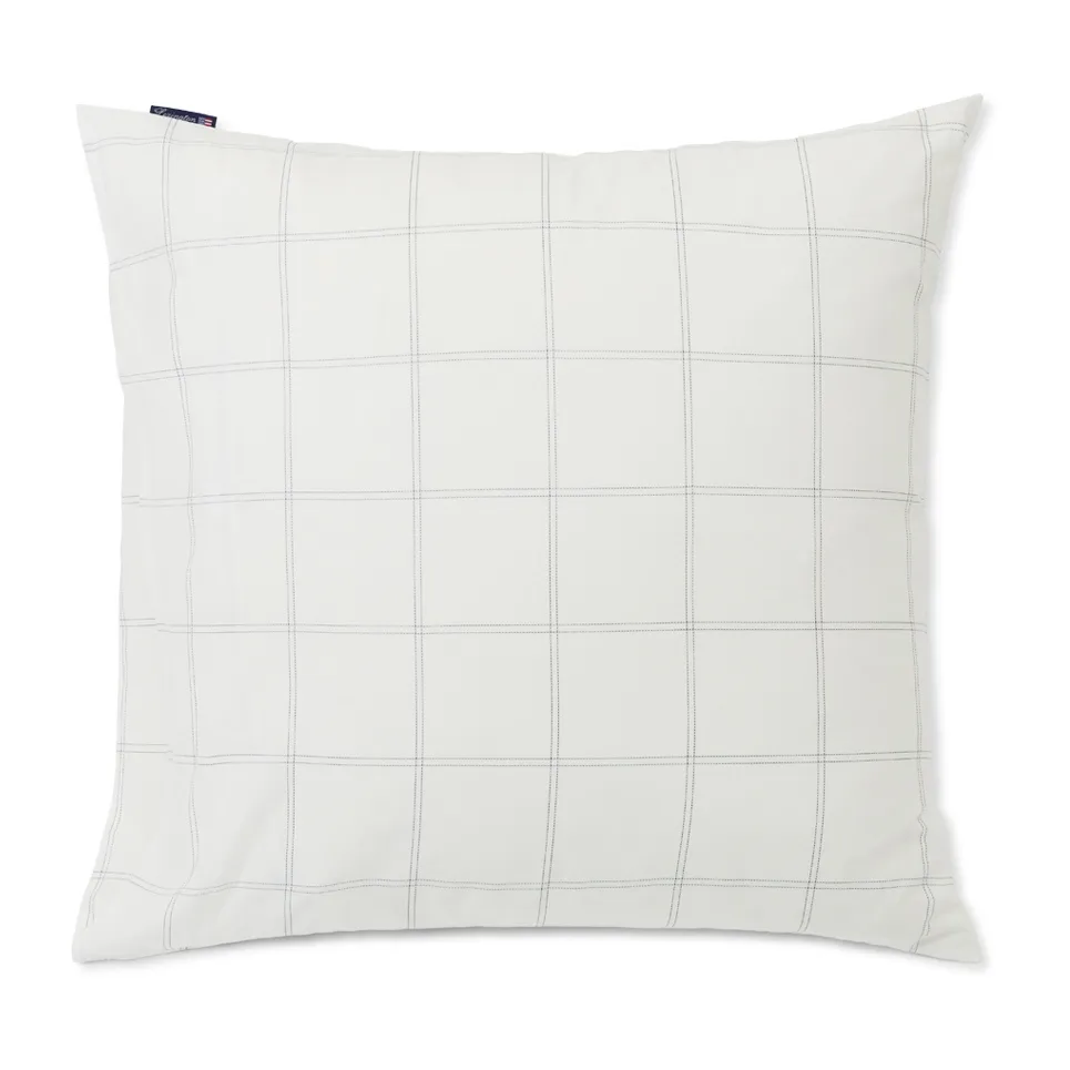 Checked pillowcase cotton-lyocell 65x65 cm, Off white-dark blue Lexington