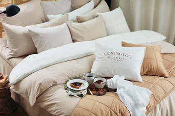 Checked pillowcase cotton-lyocell 65x65 cm - Off white-dark blue - Lexington