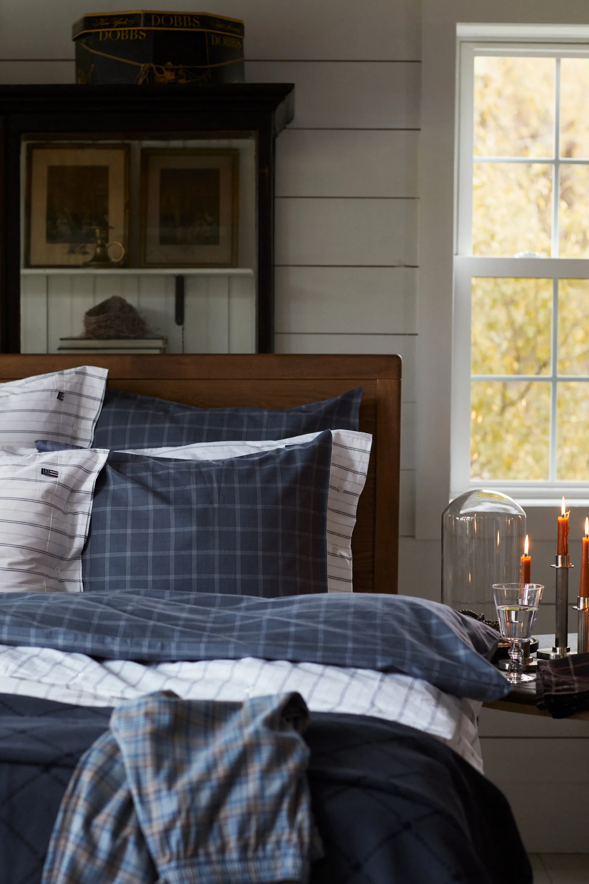 Checked Pinpoint Oxford cushion cover 50x60 cm, Dove Lexington