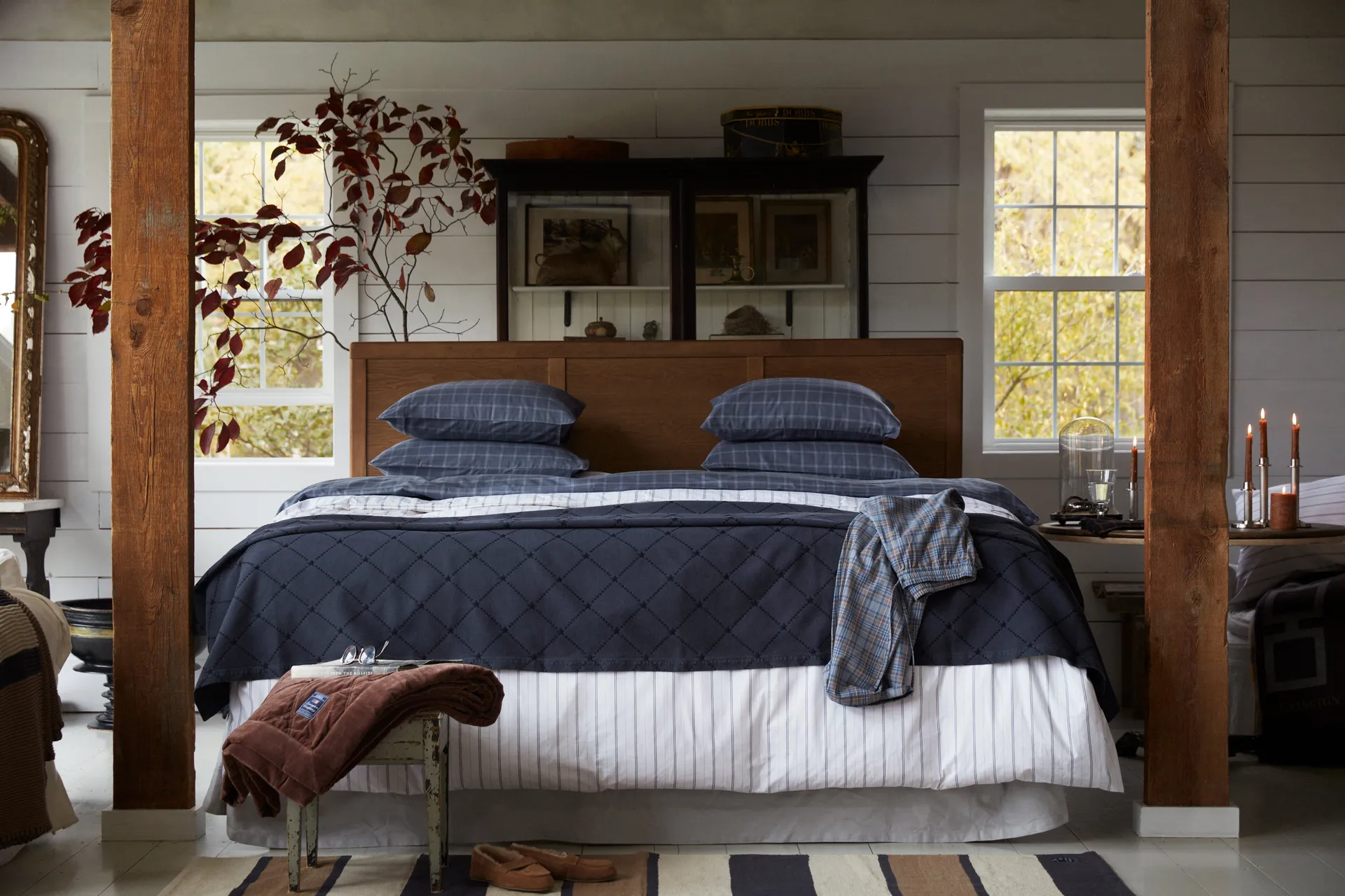 Checked Pinpoint Oxford cushion cover 50x60 cm, Dove Lexington