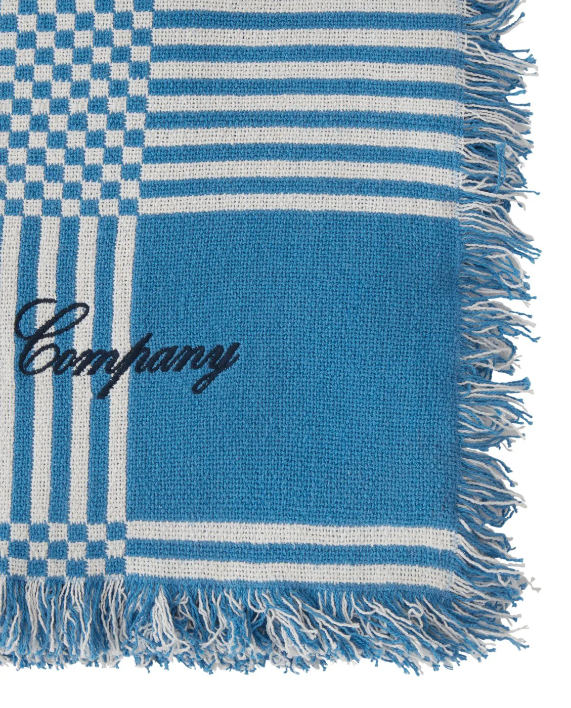 Checked Recycled Cotton Picnic Blanket 150x150 cm, Blue Lexington