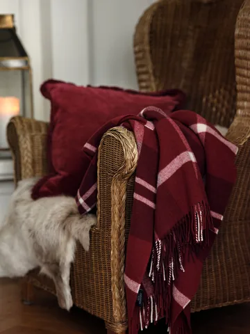 Checked Recycled Throw 130x170 cm - Red-white - Lexington