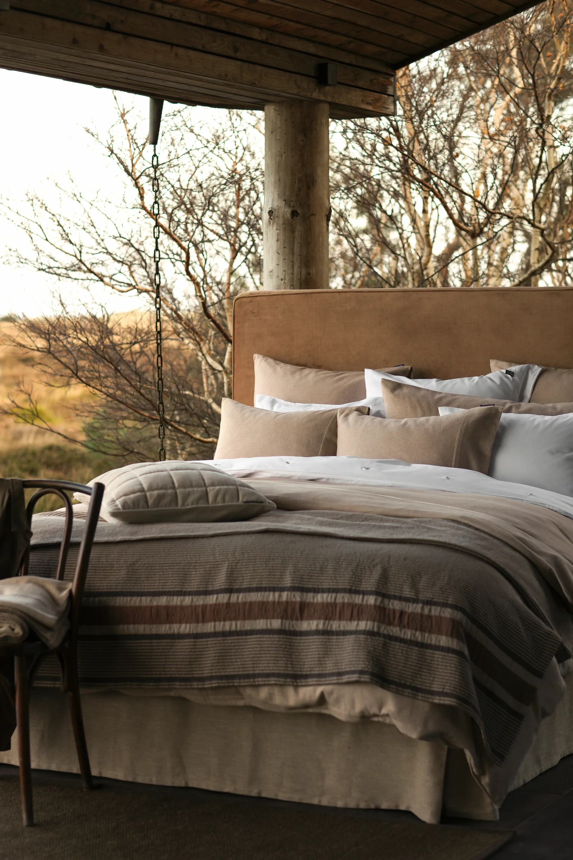 Cotton Velvet quilted pillowcase 50x50 cm, Light beige Lexington