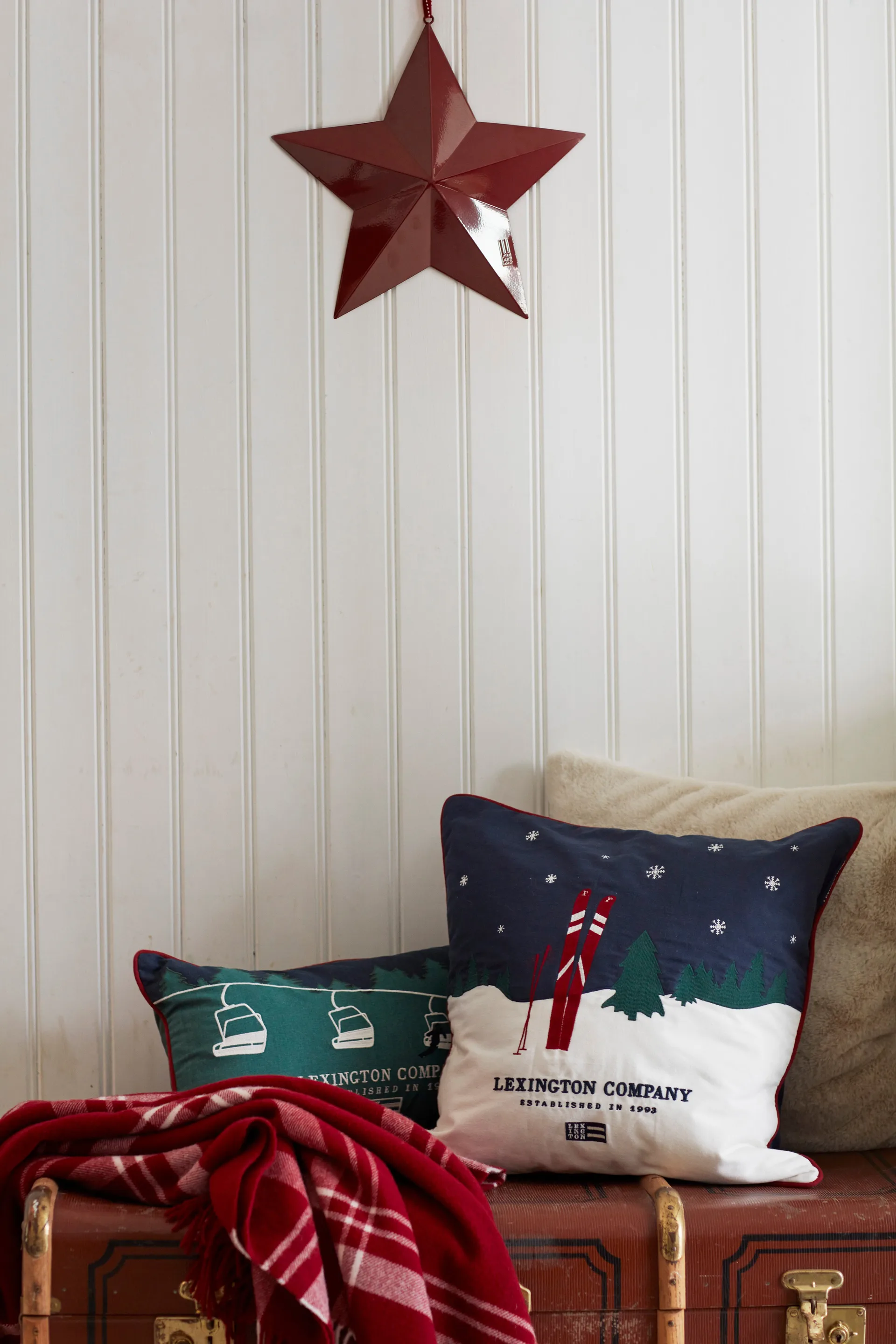 Evening Skis Org Cotton Twill pillowcase 50x50 cm, Dark blue-white multi Lexington