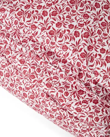 Flower printed cotton sateen bedding set - White-Red - Lexington