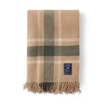 Frame checked recycled throw 130x170 cm - Beige-green - Lexington