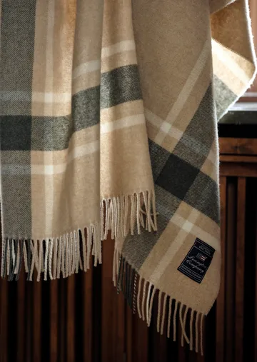Frame checked recycled throw 130x170 cm - Beige-green - Lexington