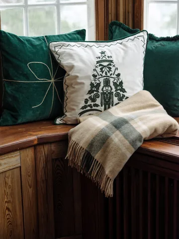 Frame checked recycled throw 130x170 cm - Beige-green - Lexington