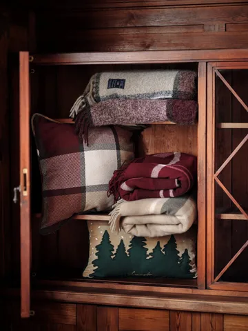 Frame checked recycled throw 130x170 cm - Beige-green - Lexington