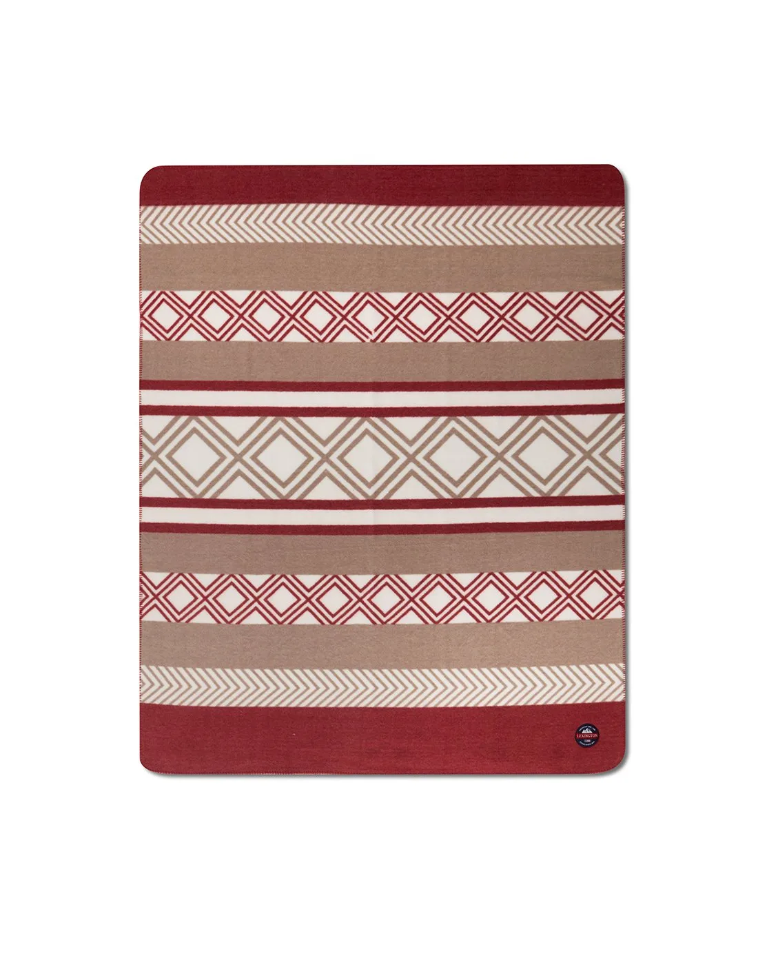 Graphic Printed blanket fleece 130x170 cm, Red-beige-white Lexington