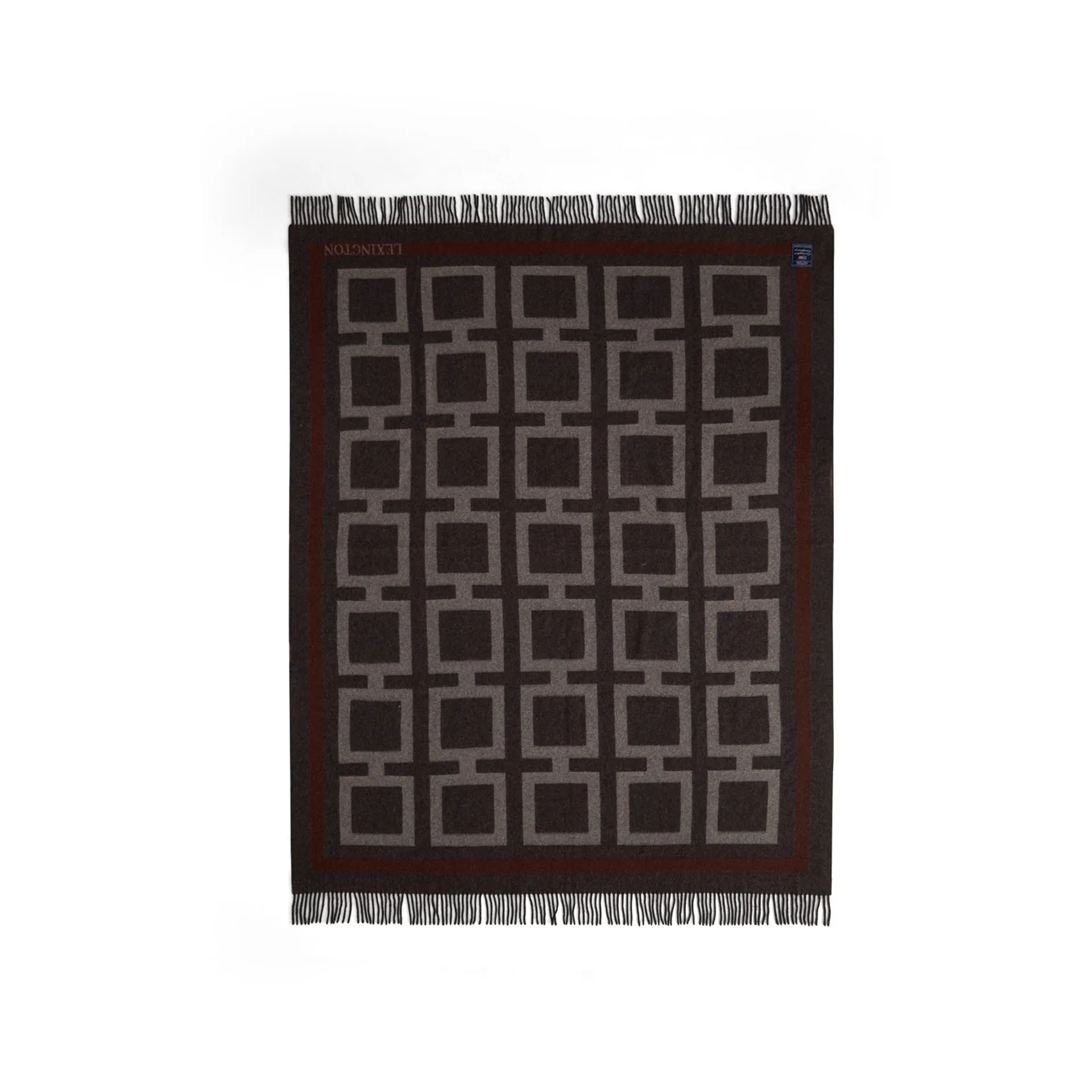 Graphic Recycled Wool throw 130x170 cm, Dark grey-white-brown Lexington