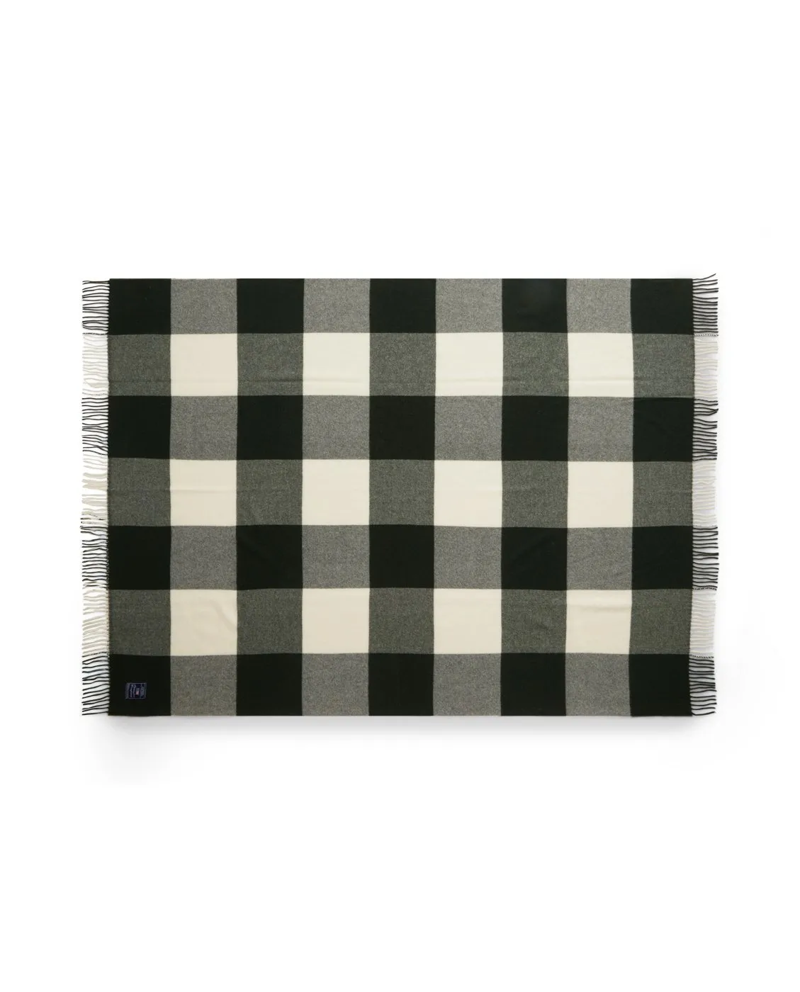 Green Checked blanket recycled wool 130x170 cm, Green-white Lexington