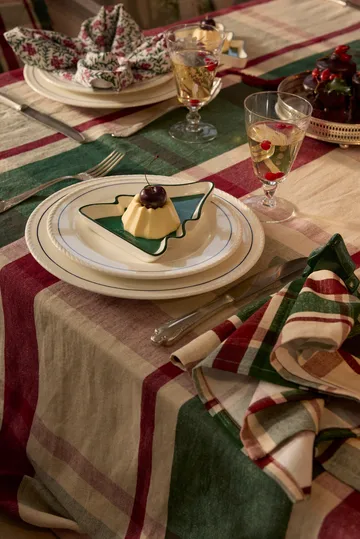Green-red checked linen/cotton tablecloth - 150x250 cm - Lexington