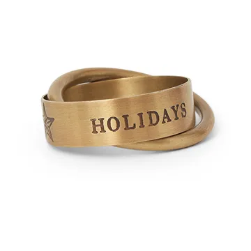 Happy Holidays Brass serviette rings Ø4 cm - Gold - Lexington