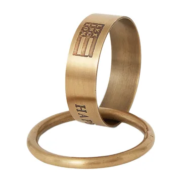 Happy Holidays Brass serviette rings Ø4 cm - Gold - Lexington