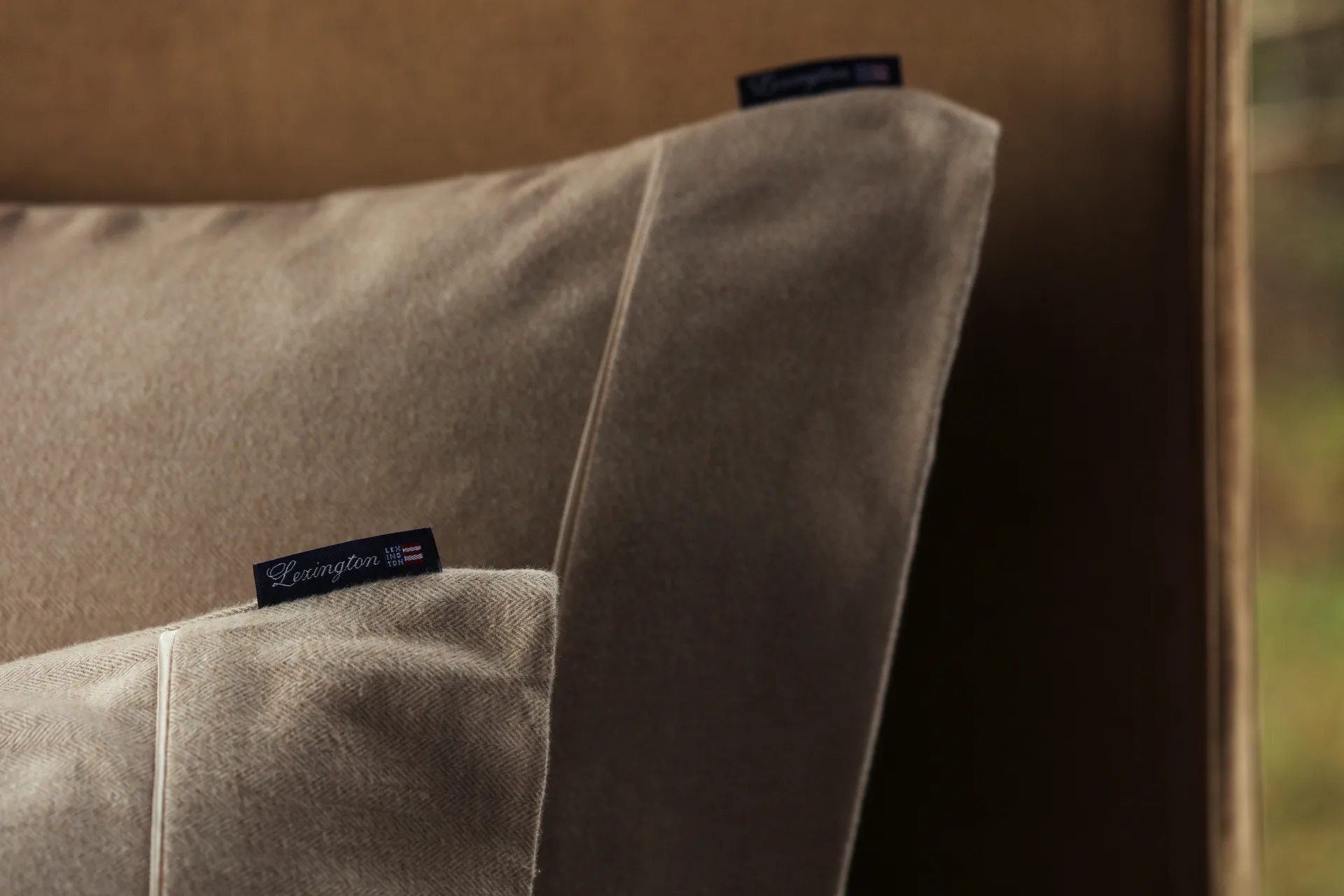 Herringbone Flanell pillowcase 50x60 cm, Beige-off white Lexington