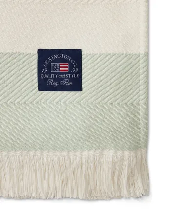 Herringbone Striped Recycled cotton throw - White-green - Lexington