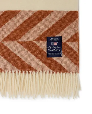 Herringbone Striped Recycled Wool throw 130x170 cm - Copper-brown - Lexington